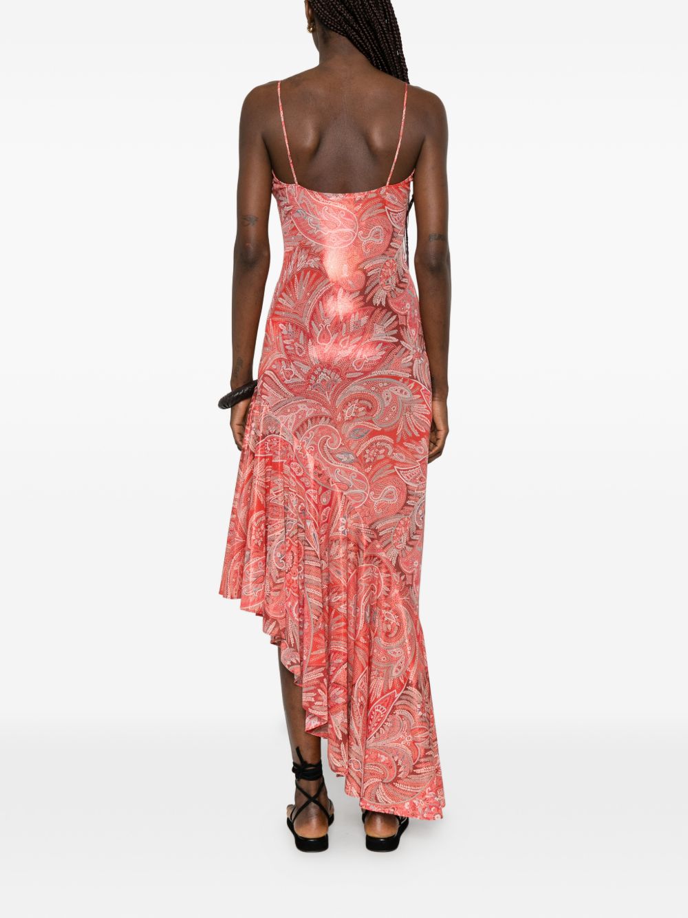 Etro Printed Asymmetric Dress — Orange Paisley, New In