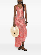 Etro Printed Asymmetric Dress — Orange Paisley, New In