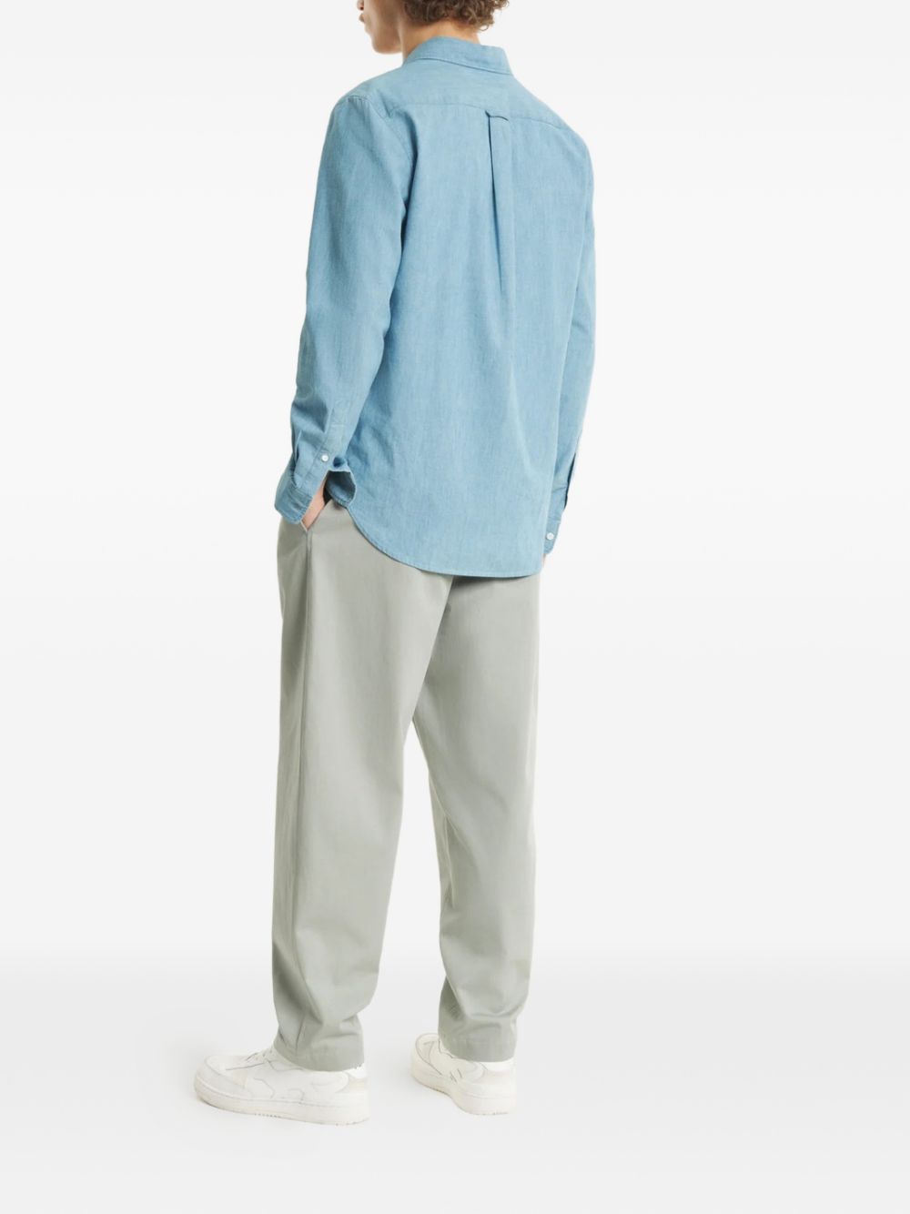 Maison Kitsuné Cotton Profile Fox Shirt for Men — Azzurro