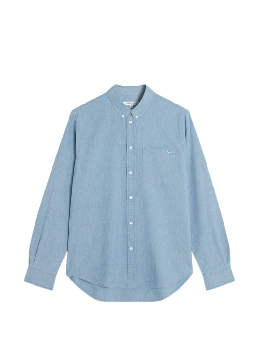 Maison Kitsuné Cotton Profile Fox Shirt for Men — Azzurro