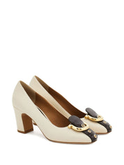 Ferragamo Gancini Block Heel Pump — Brown Leather