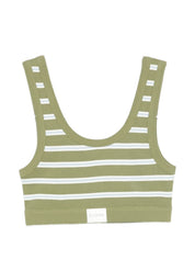 Closed Cotton Bralette Bra - Green Stripe Beachwear