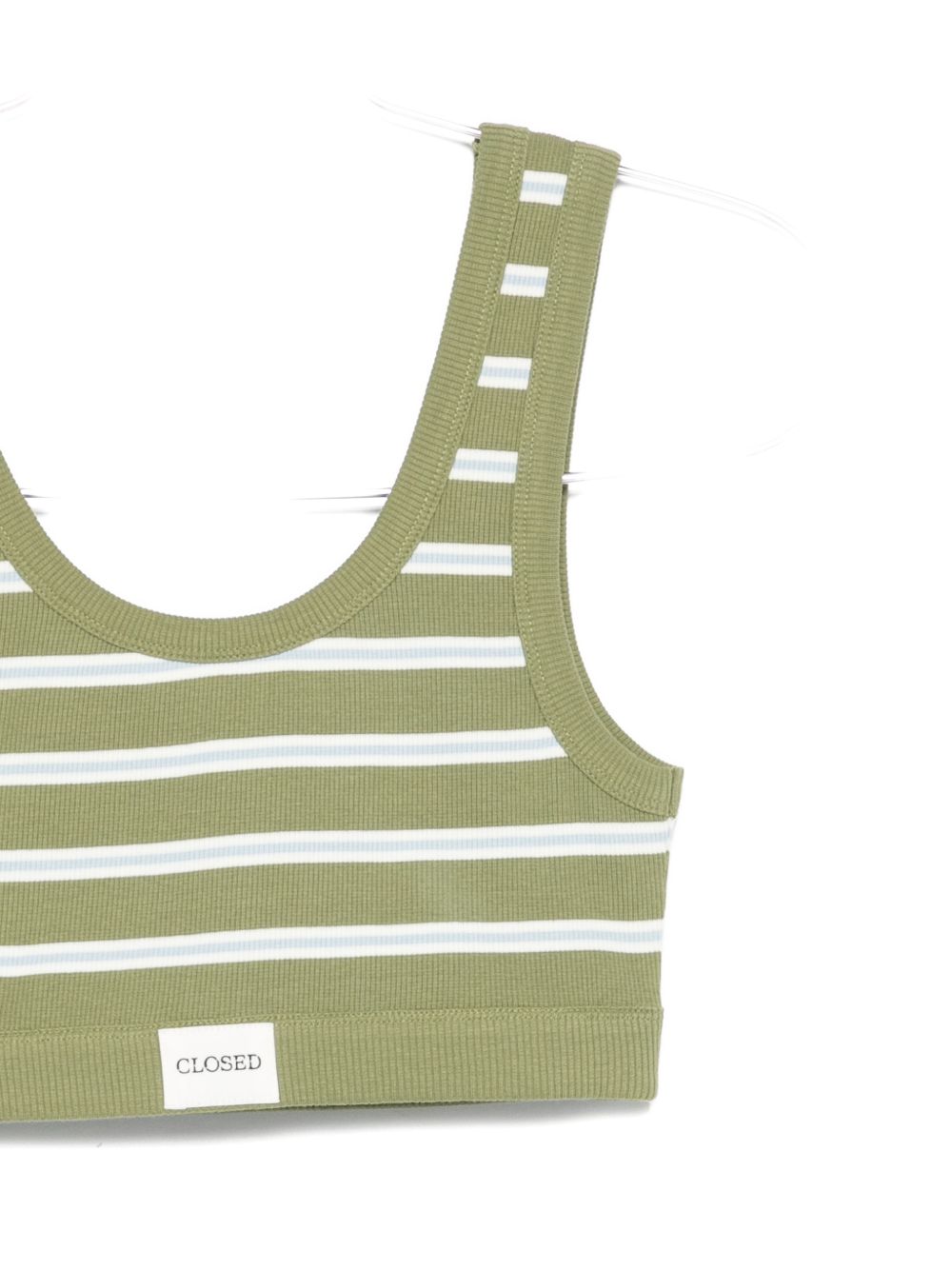 Closed Cotton Bralette Bra - Green Stripe Beachwear
