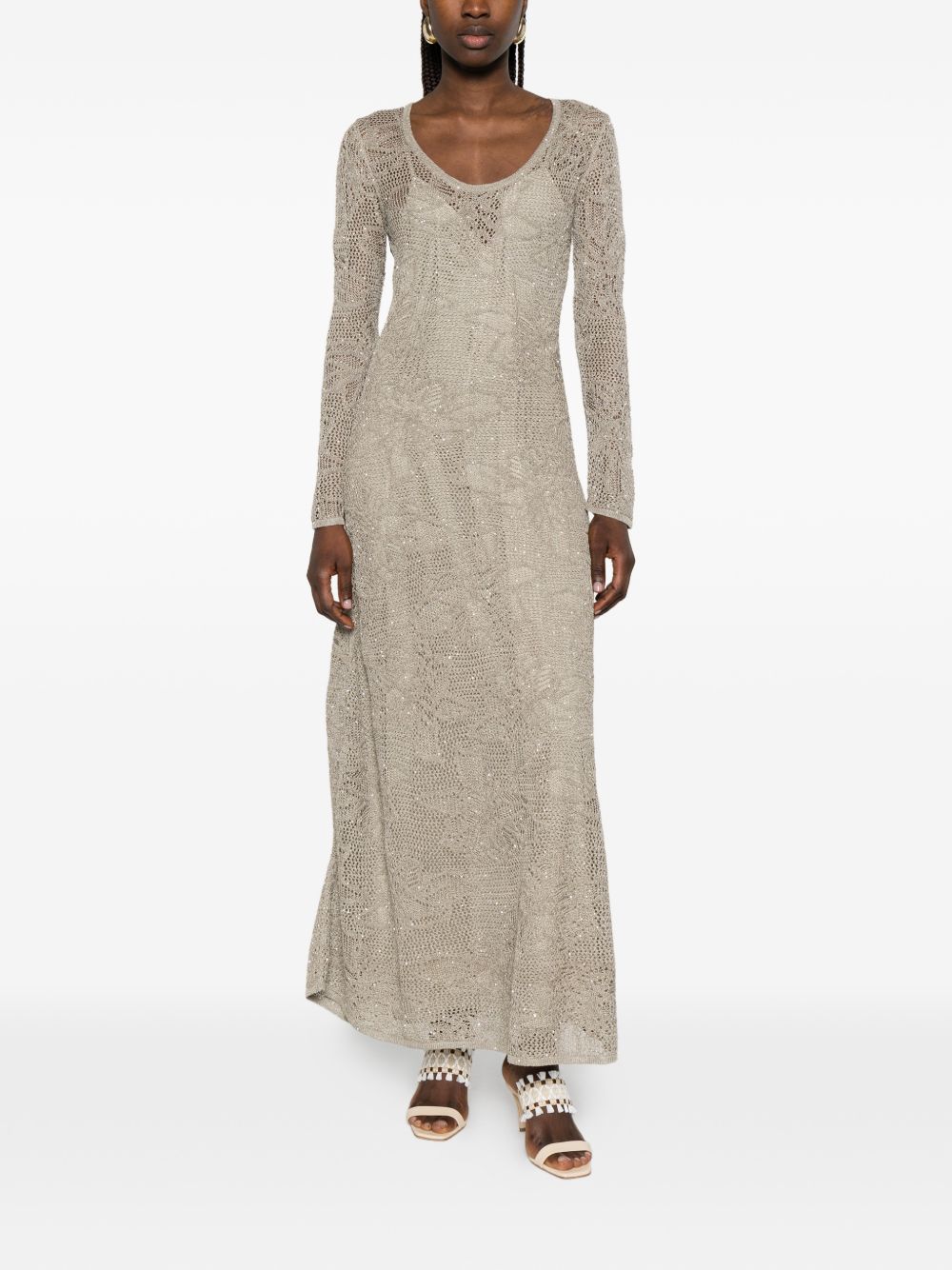 Fabiana Filippi Dresses – Lace Scoop-Neck Long Dress