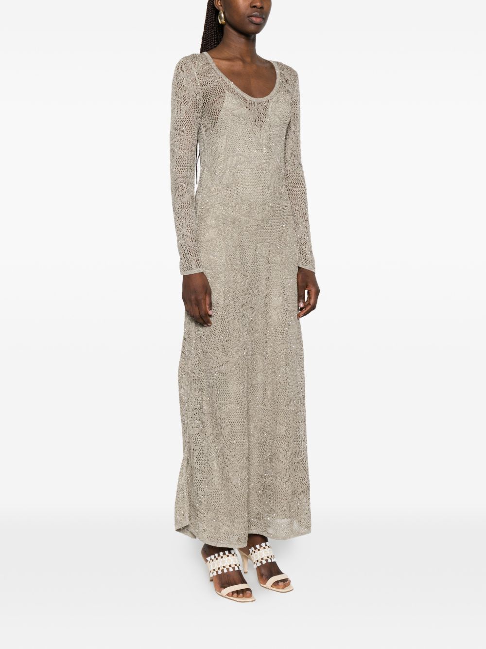 Fabiana Filippi Dresses – Lace Scoop-Neck Long Dress