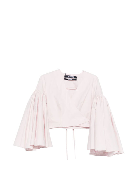 JACQUEMUS Le Cache Coeur Paysan Top — Pink Wrap Top