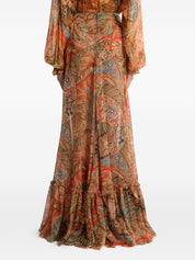 Etro Printed Long Skirt — Silk Paisley Ruffle Maxi