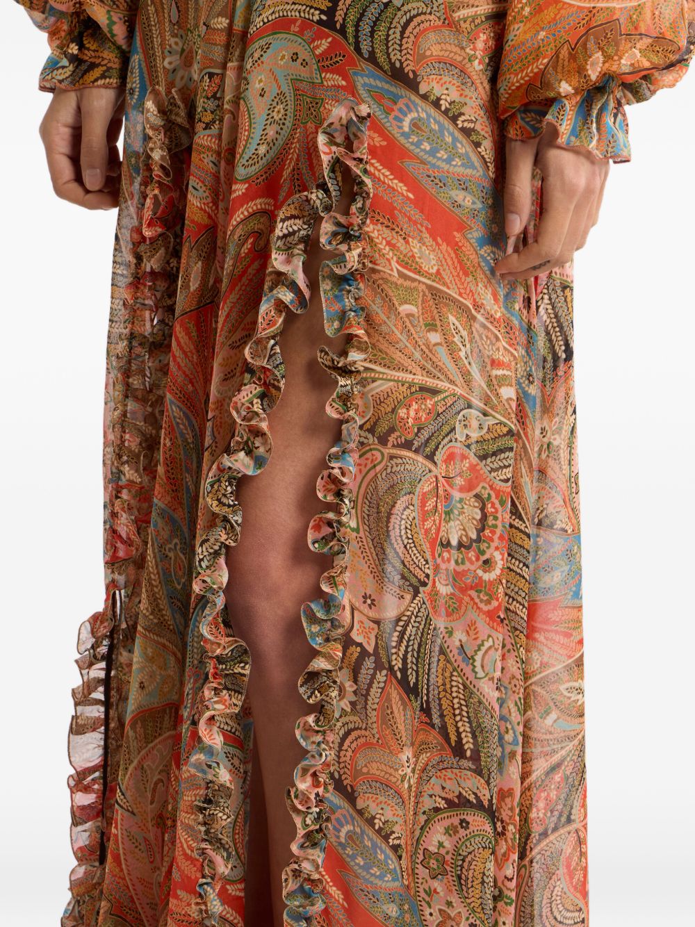 Etro Printed Long Skirt — Silk Paisley Ruffle Maxi