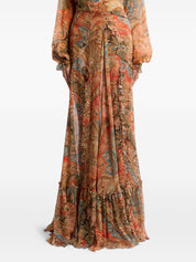 Etro Printed Long Skirt — Silk Paisley Ruffle Maxi