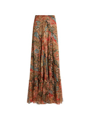 Etro Printed Long Skirt — Silk Paisley Ruffle Maxi