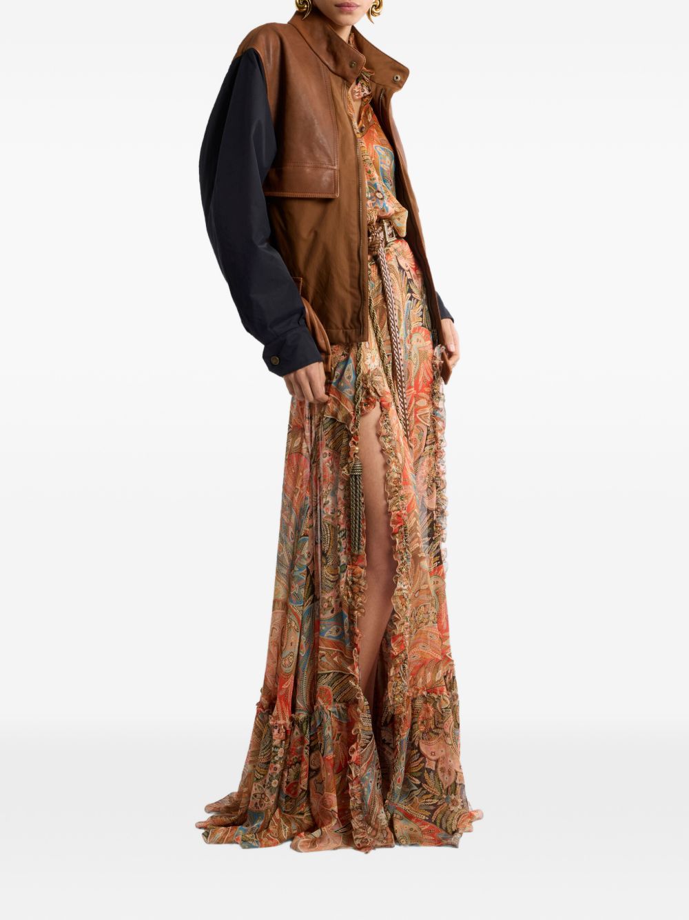 Etro Printed Long Skirt — Silk Paisley Ruffle Maxi