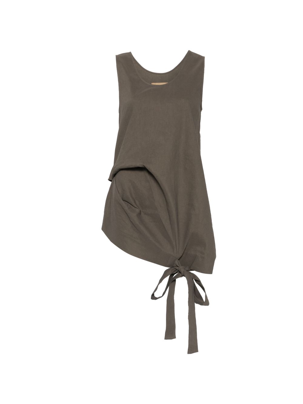 Uma Wang Tara Linen Blend Top — Grey Asymmetric Tie