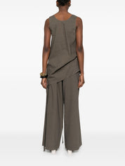 Uma Wang Tara Linen Blend Top — Grey Asymmetric Tie