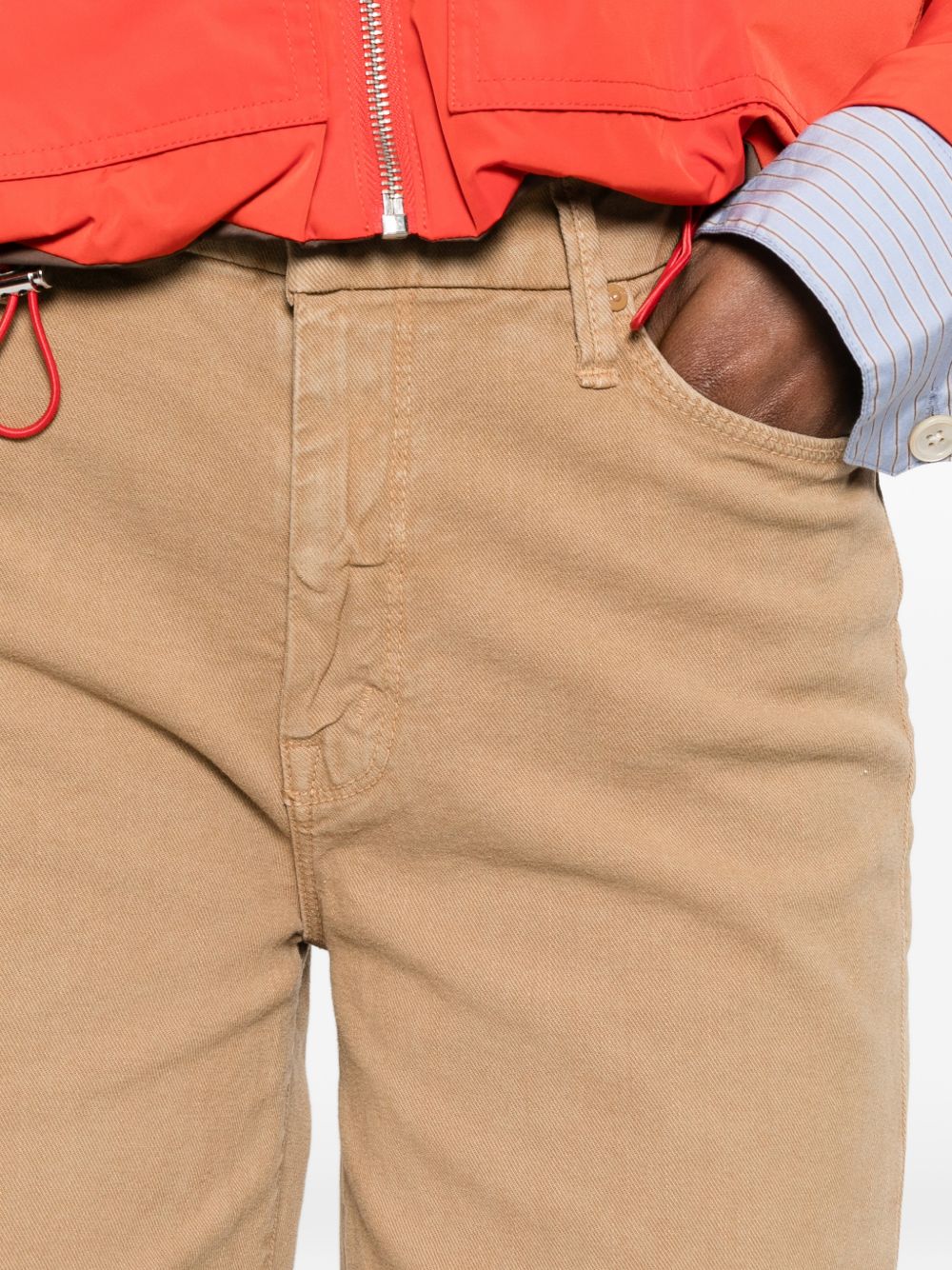 Mother Wide‑leg Denim Jeans — Beige Frayed Hem (Women)