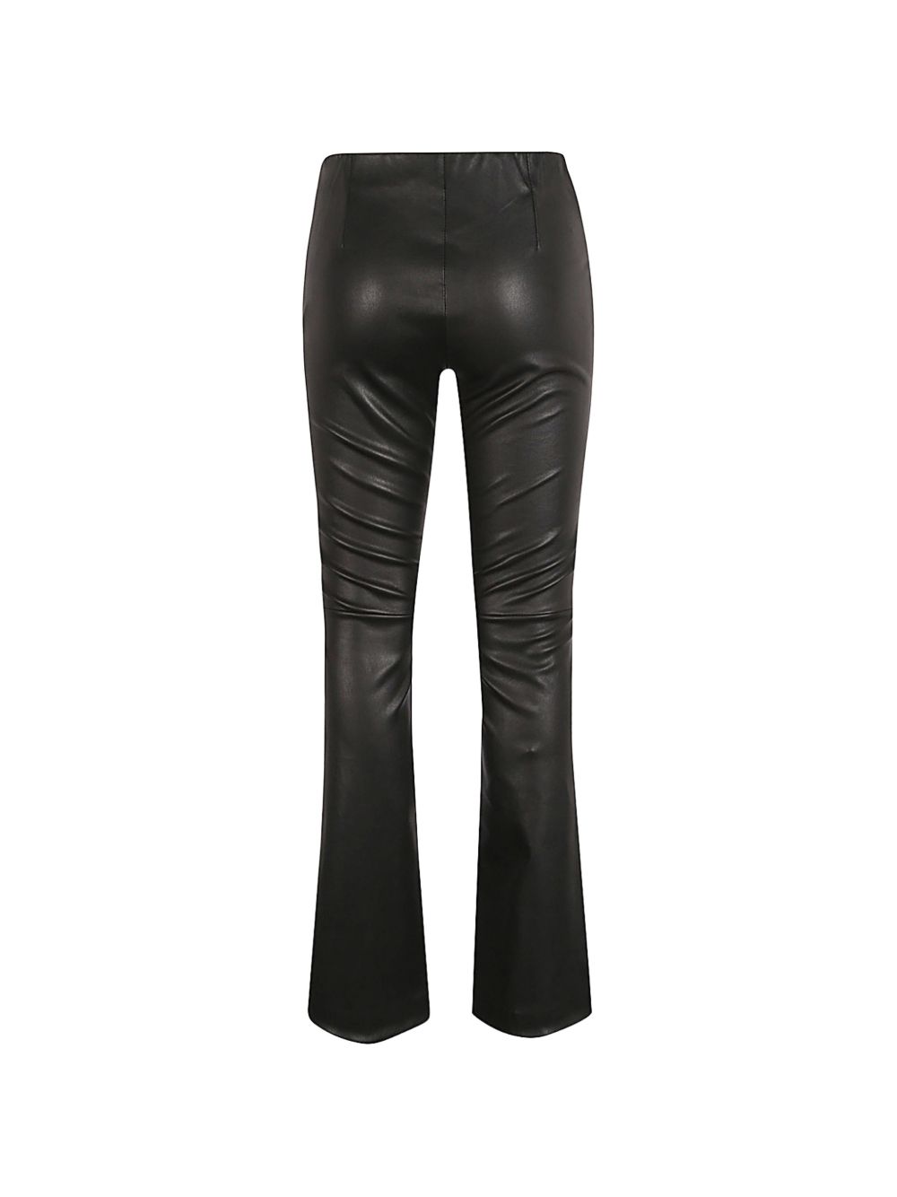 Via Masini 80 Trousers Black — Silk & Nylon Leather Flare