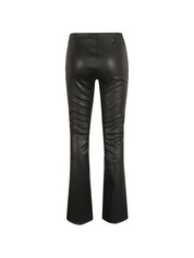 Via Masini 80 Trousers Black — Silk & Nylon Leather Flare