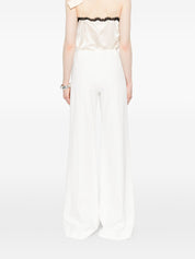 Ermanno Scervino Trousers — White Wide‑Leg Pleated