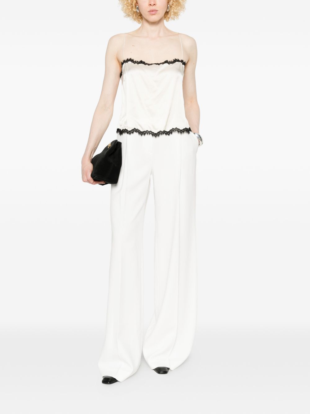Ermanno Scervino Trousers — White Wide‑Leg Pleated