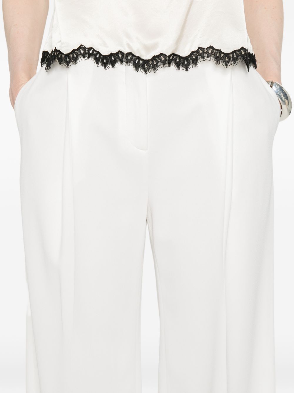 Ermanno Scervino Trousers — White Wide‑Leg Pleated