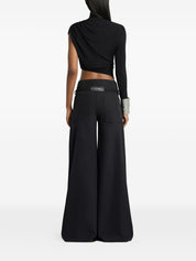Courrèges Asymmetric Top – Black Cropped Twist Sleeve