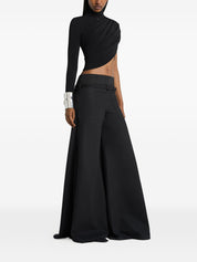 Courrèges Asymmetric Top – Black Cropped Twist Sleeve