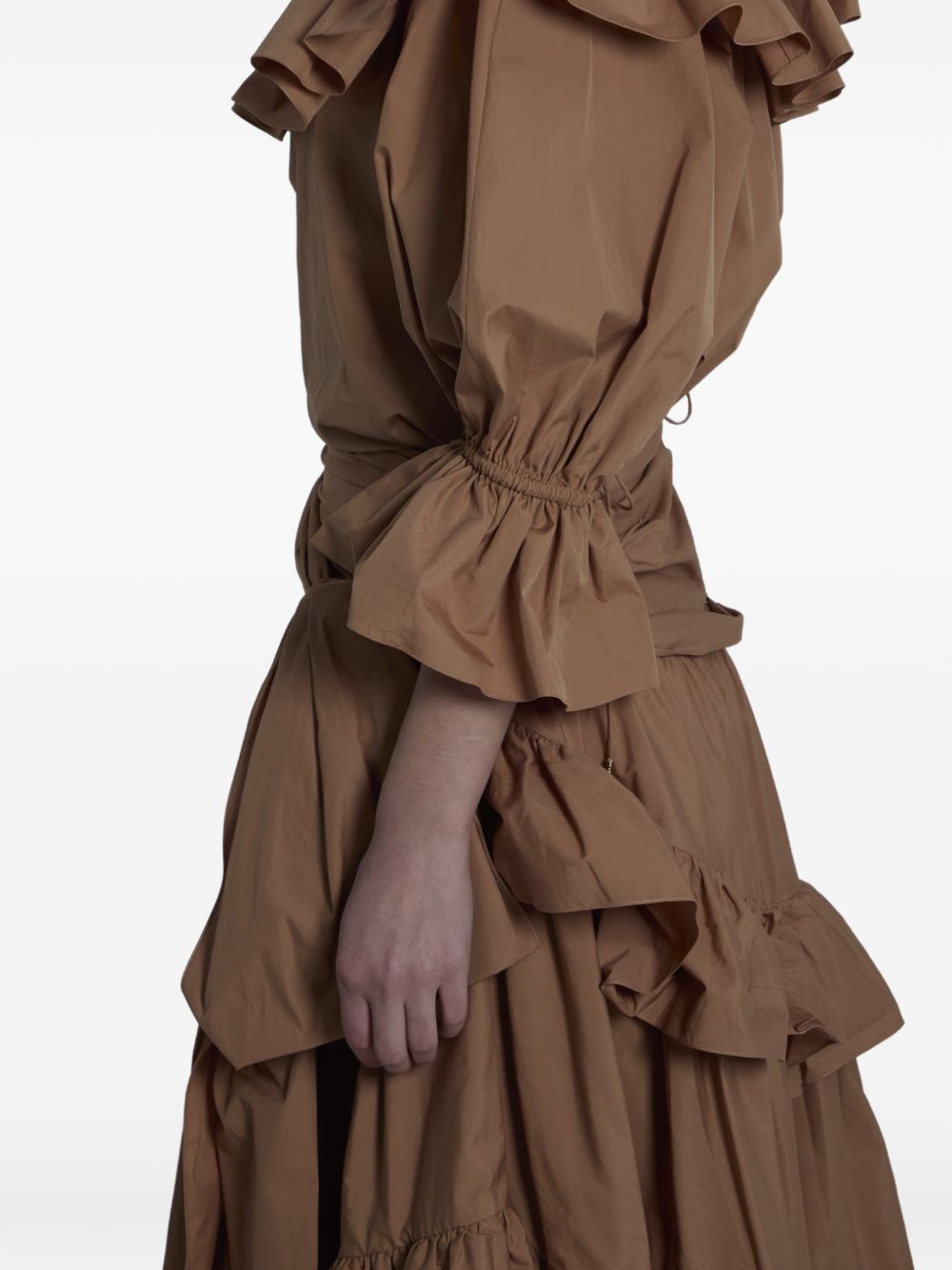 Chloé Cotton Long Skirt — Light Brown Tiered Ruffles