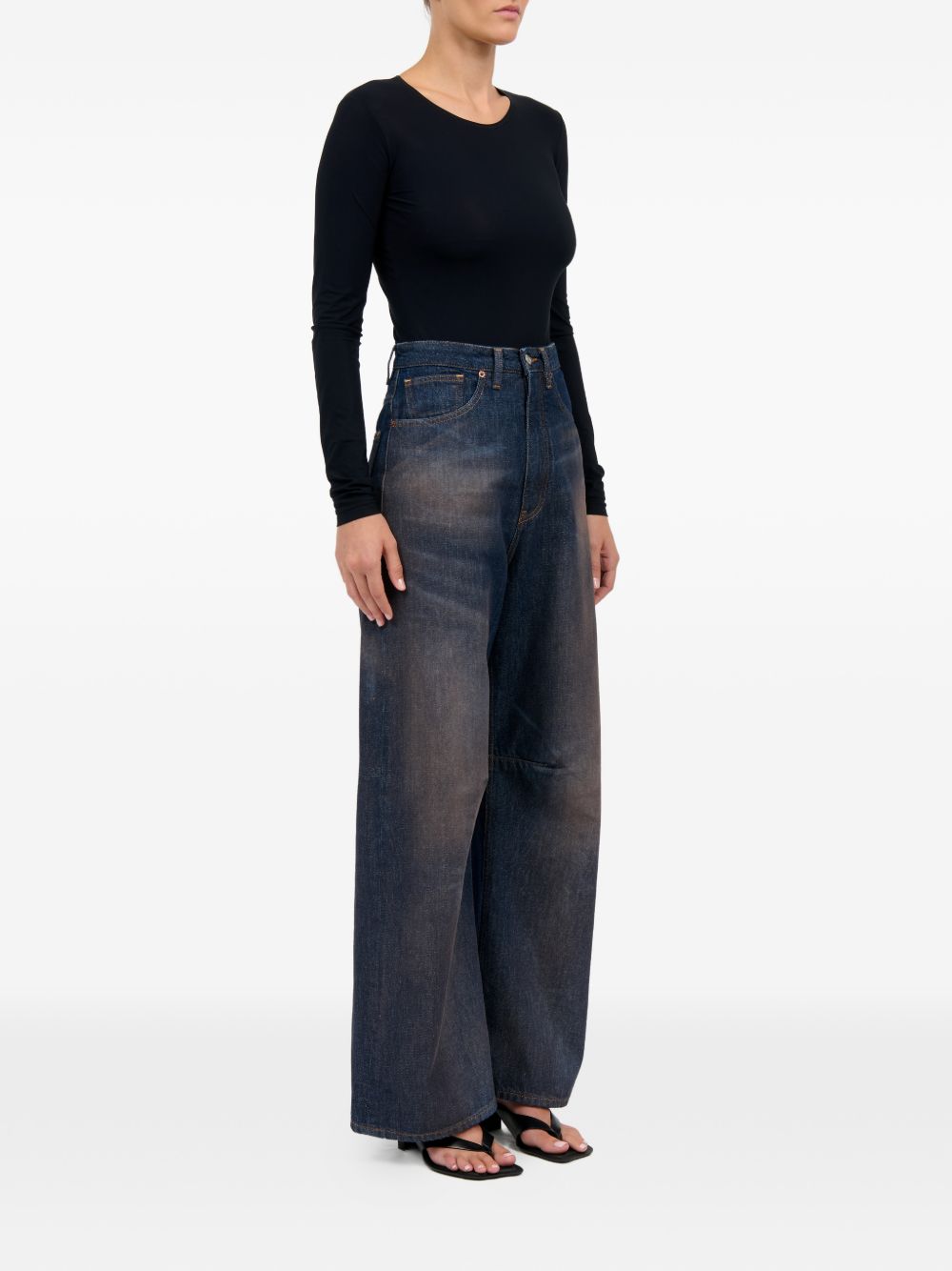MM6 Maison Margiela Denim Cotton Jeans — Wide Leg Blue