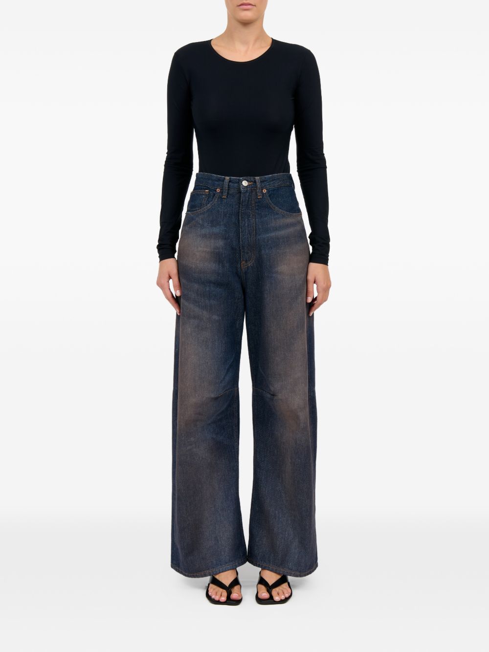 MM6 Maison Margiela Denim Cotton Jeans — Wide Leg Blue