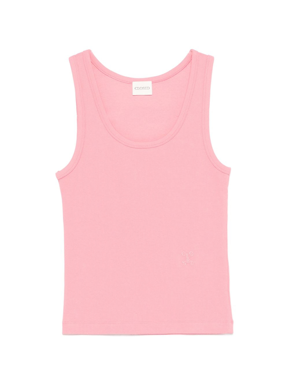 Closed Pink Cotton Tank Top — Ribbed Sleeveless Topwear