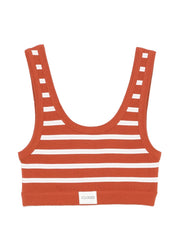 Closed Cotton Bralette — Red Ribbed Trim (Women)