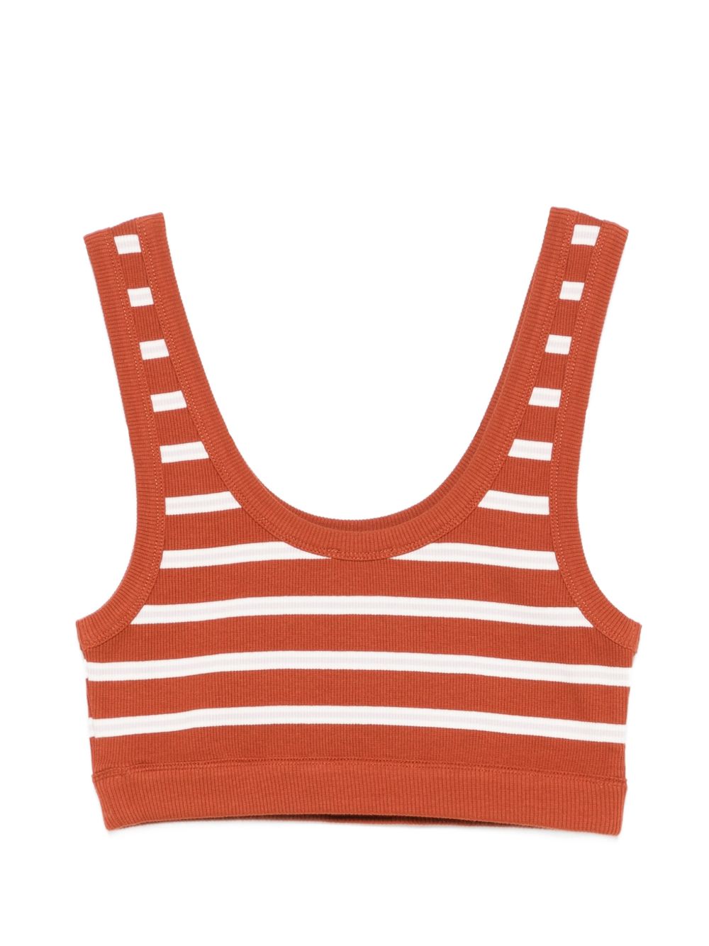 Closed Cotton Bralette — Red Ribbed Trim (Women)