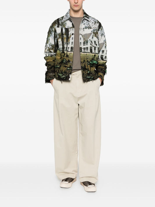 Junya Watanabe Printed Jacket for Men — Green Multicolor