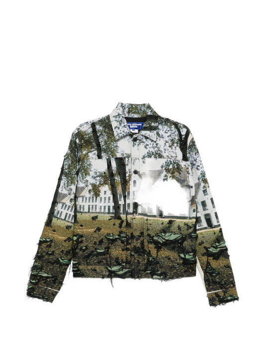Junya Watanabe Printed Jacket for Men — Green Multicolor