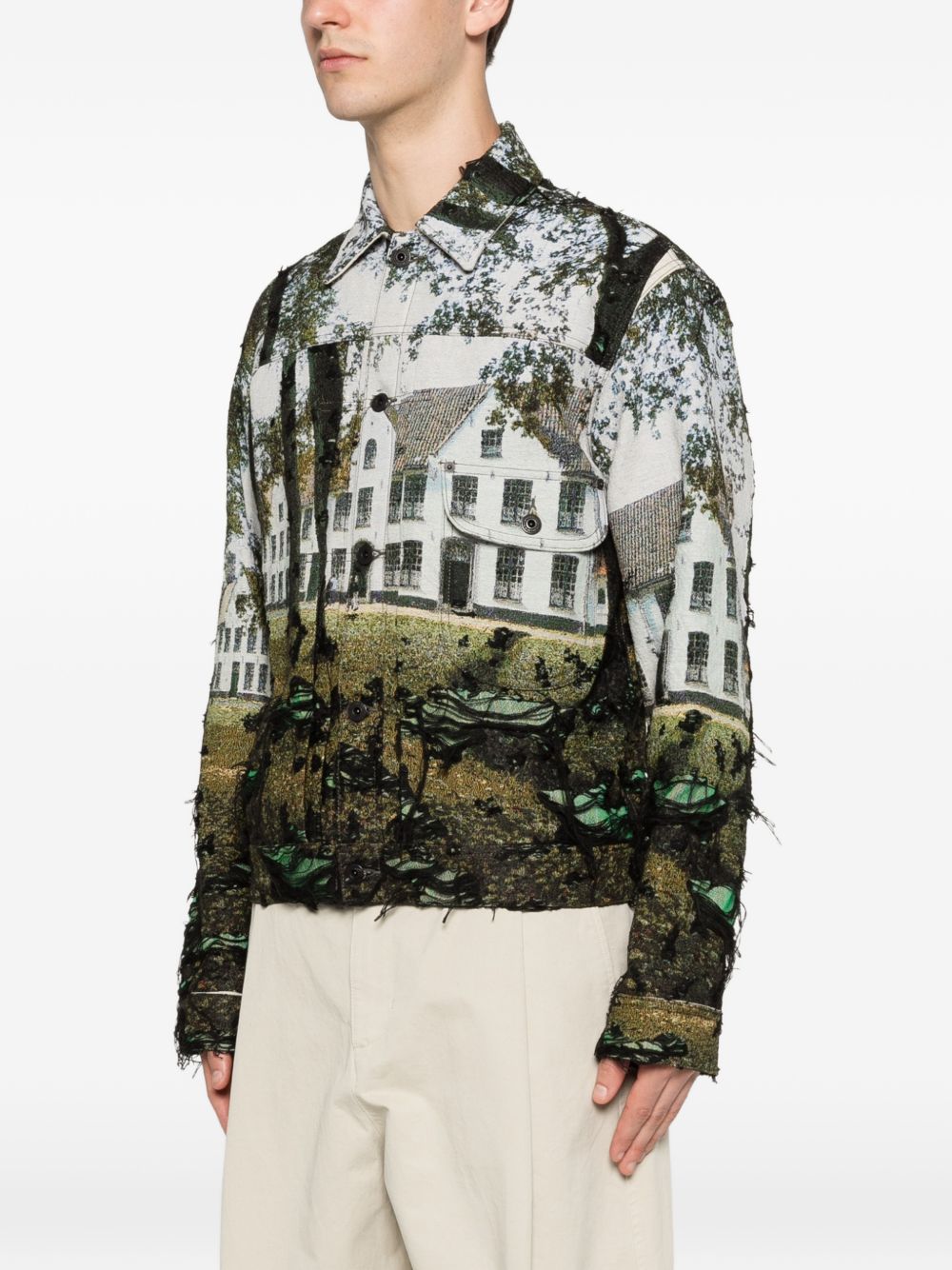 Junya Watanabe Printed Jacket for Men — Green Multicolor