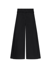 Courreges Cotton Trousers — Black Wide‑Leg, Belted Waist