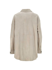 Peuterey Lya Suede Leather Jacket — Beige, Women’s Jacket