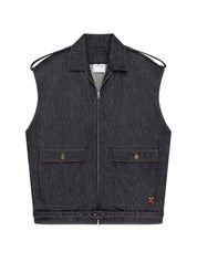 Courreges Denim sleeveless bomber jacket