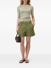Closed Striped Cotton Blend Sweater — Olive Green Topwear