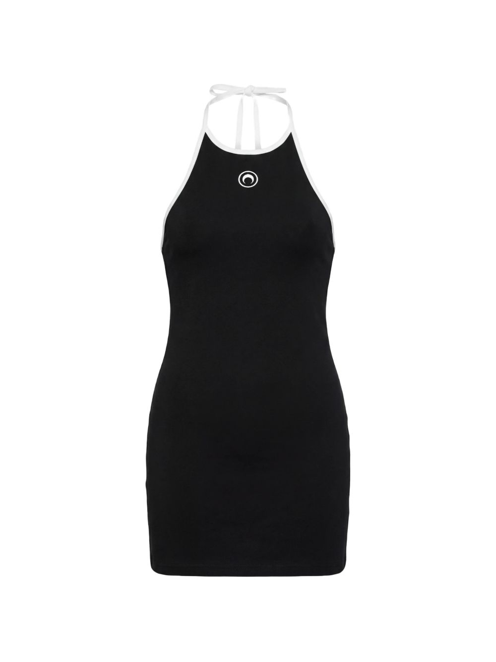 Marine Serre Moon Mini Dress — Black Spaghetti Straps