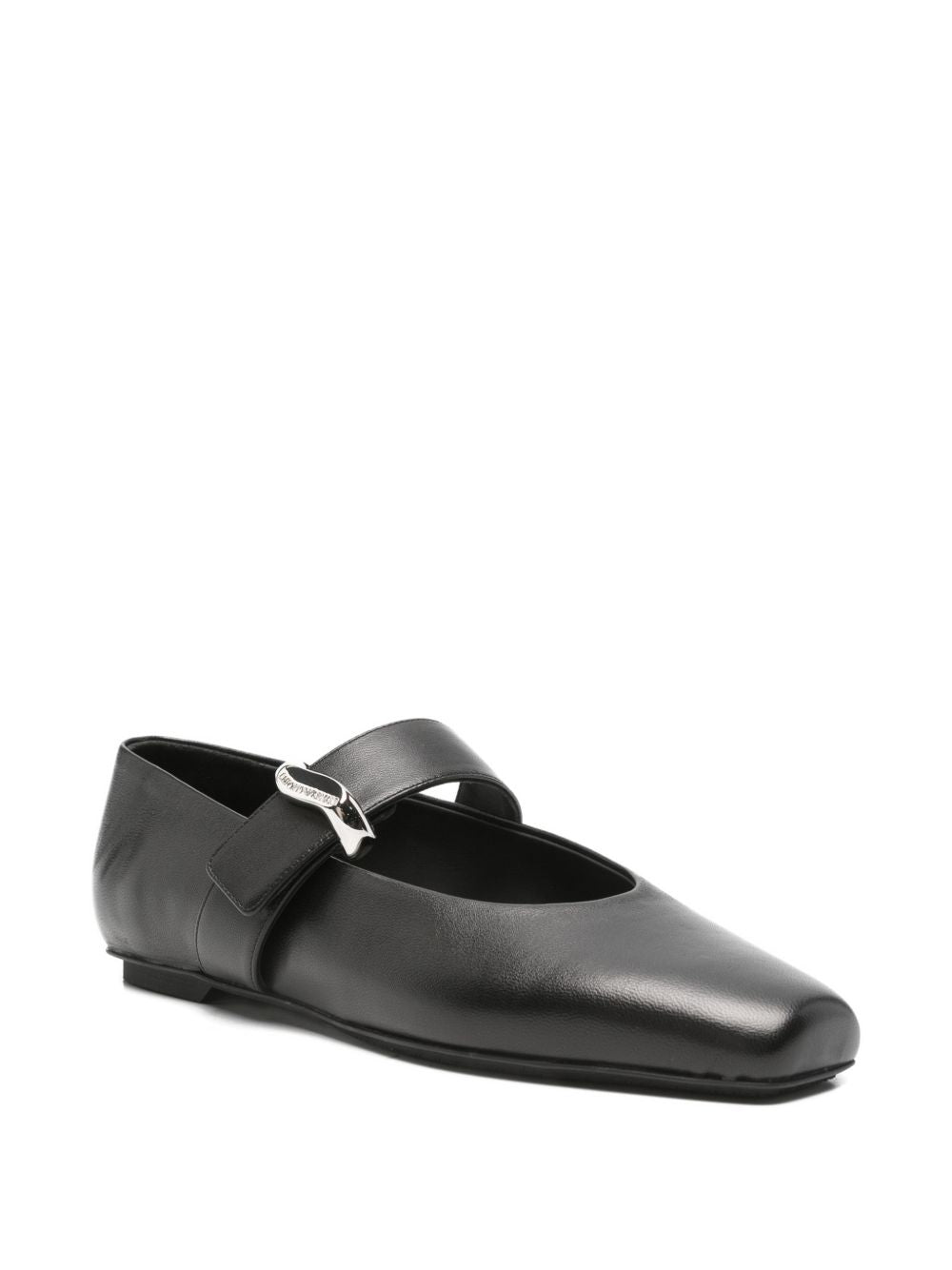 EMPORIO ARMANI EXCLUSIVE Flat Shoes — Black Leather Ballet