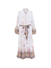 Zimmermann Dresses — Luna Linen Midi Dress, Azzurro