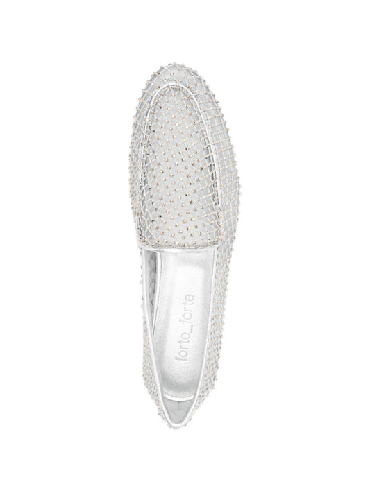 Forte Forte Strass Mesh Loafers for Women - Grey Moccasins