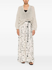 White Sand Printed wide-leg trousers
