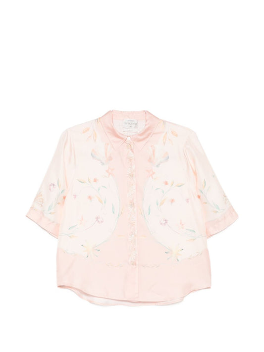 Forte Forte Printed Silk Shirt — Pink Floral, New In