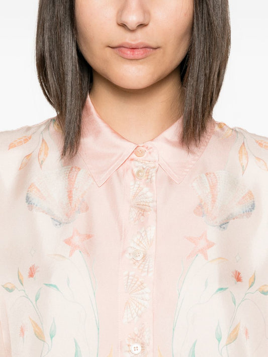 Forte Forte Printed Silk Shirt — Pink Floral, New In