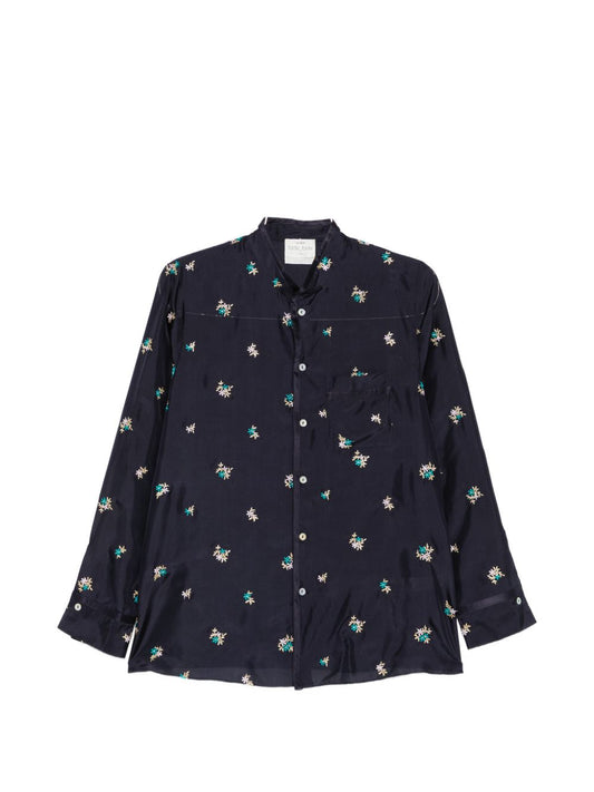 Forte Forte Embroidered Silk Shirt — Blue Floral, New In
