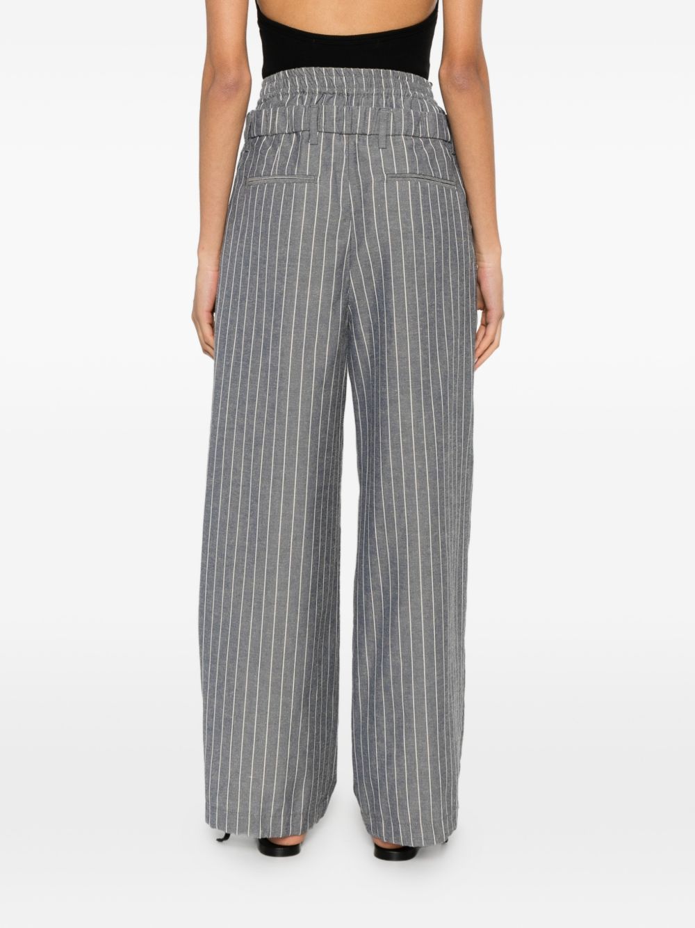 White Sand Linen Blend Trousers — Grey Tailored Fit