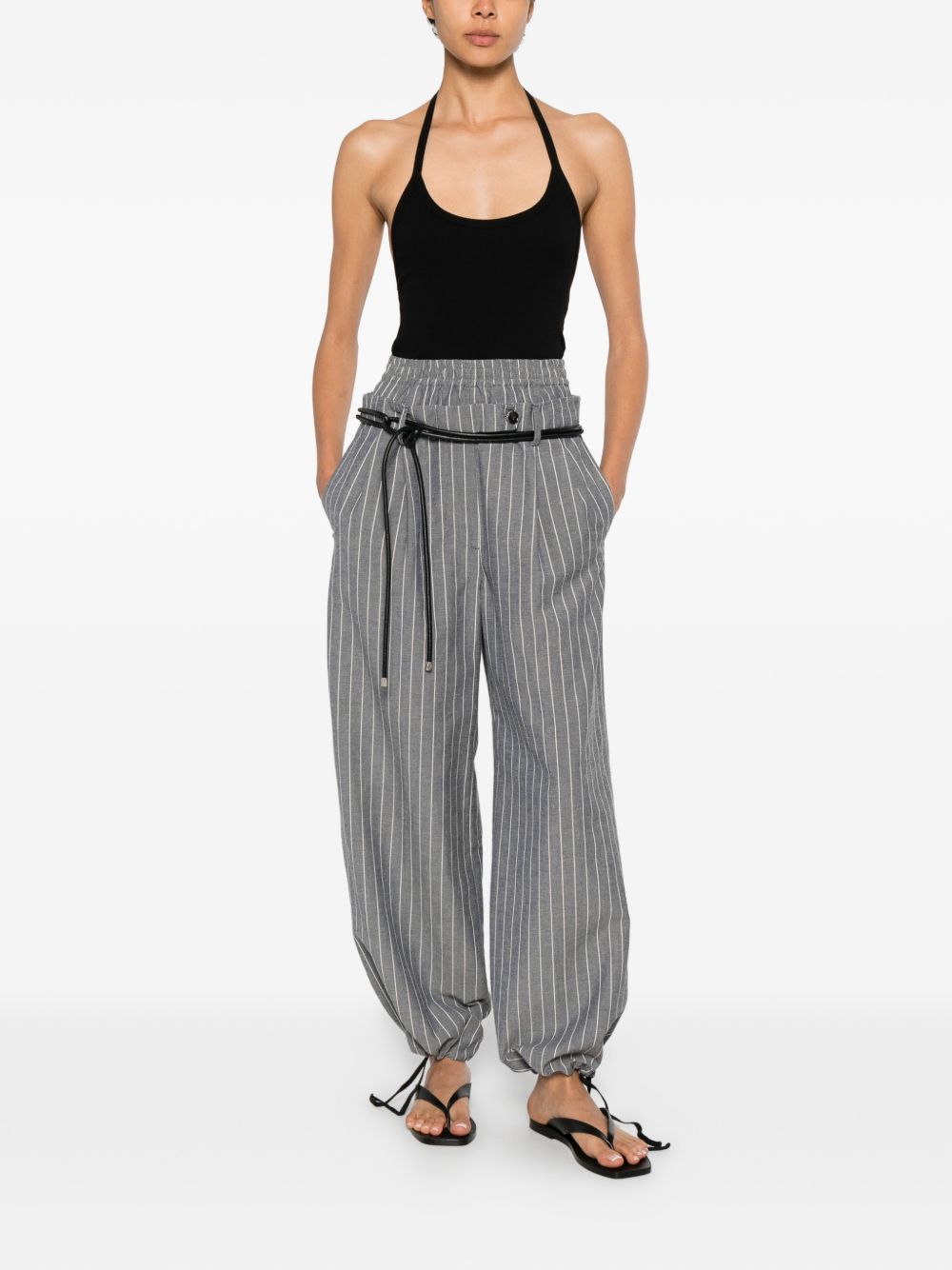 White Sand Linen Blend Trousers — Grey Tailored Fit