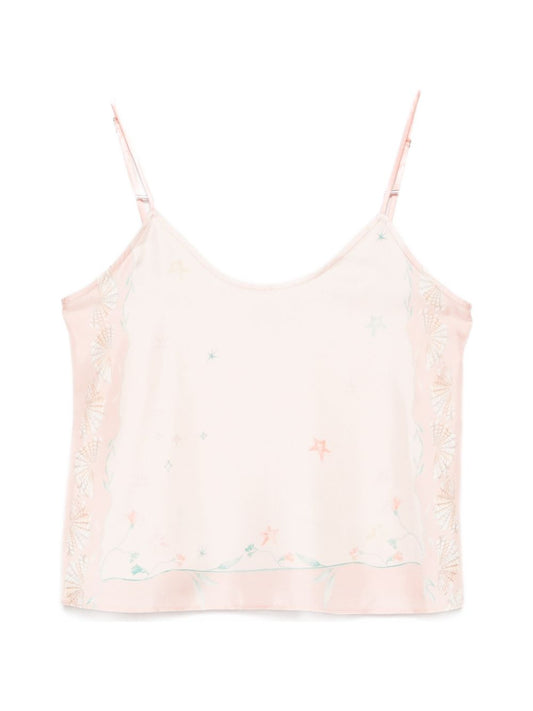 Forte Forte Printed Silk Top — Pink Scoop Neck (New)