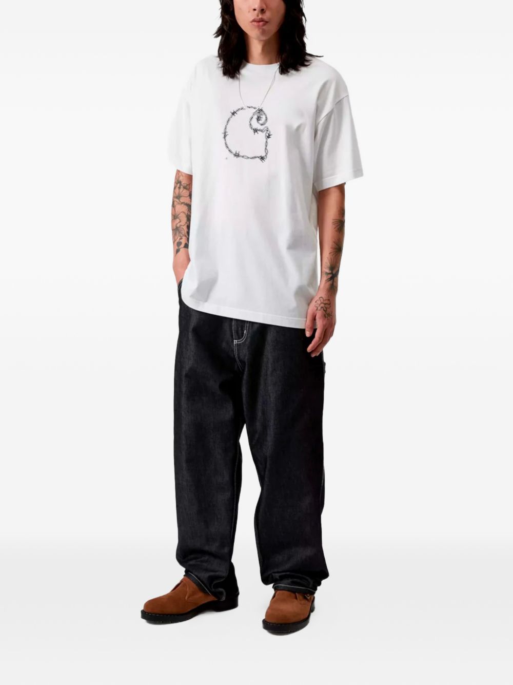 Carhartt Wip Main Logo Cotton T‑Shirt — White Topwear